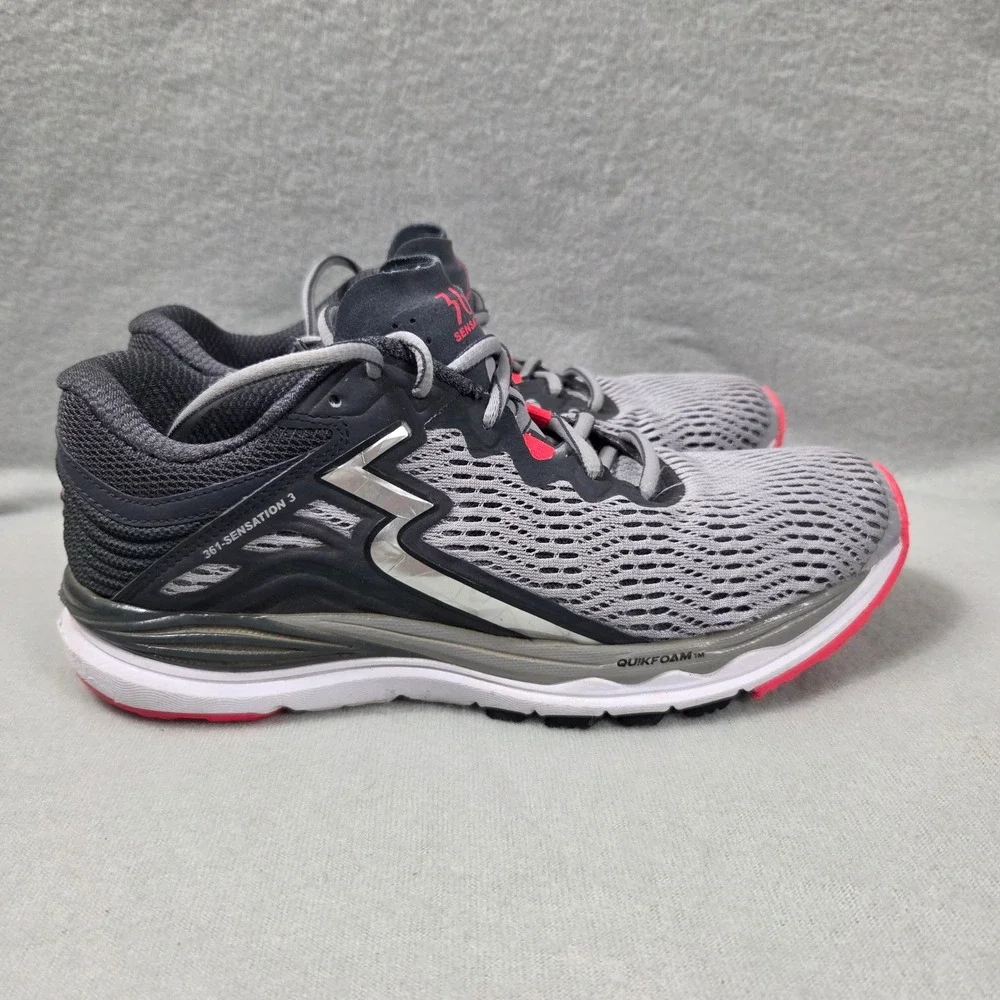 361 Degrees Sensation 3 Womens Running Shoes Grey Pink Y852-0607 US 7
